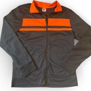 Starter Y2K Track Jacket Gray Orange Full Zip Athletic Mens Small